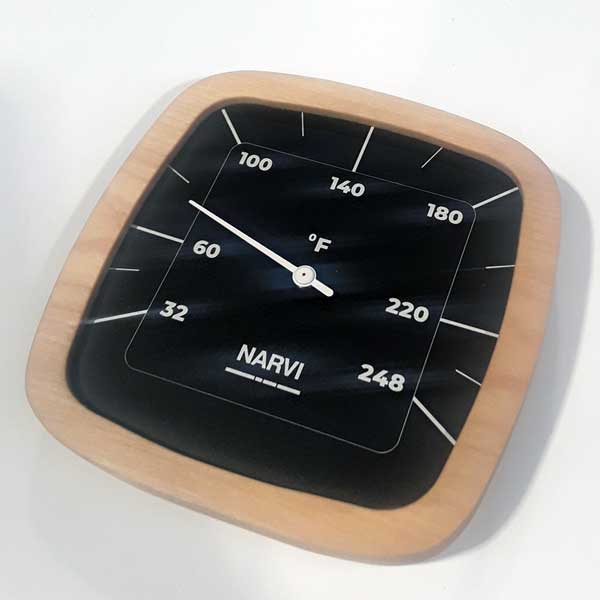 Narvi Black Sauna Thermometer – Fahrenheit by Leisurecraft