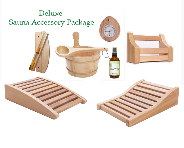 Deluxe Sauna Accessory Package – 7-Piece Cedar Set by Leisurecraft